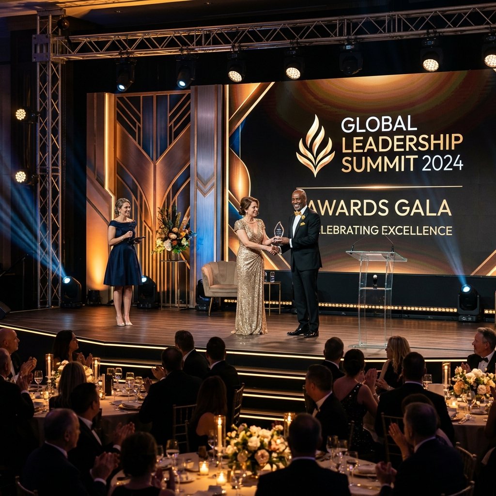 Luxury corporate summit stage production by Nine Events